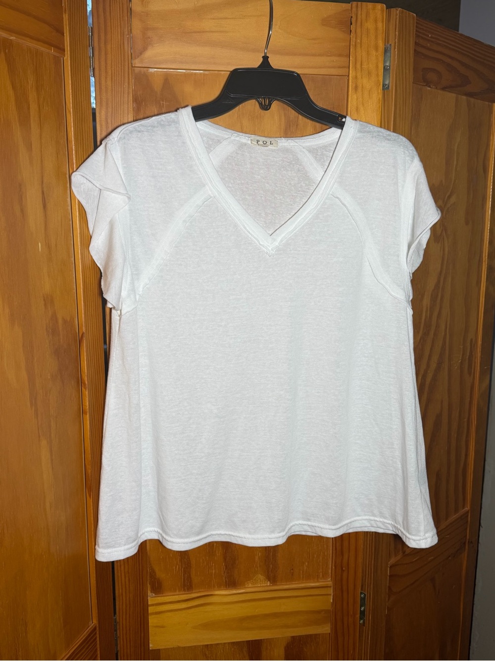 POL White Tee w/Raw Edge|Sz M| Boho, Beach